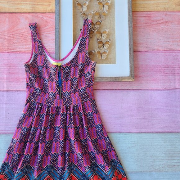 Anthropologie Maeve Colorful Amapolka Printed A-line Pleated Pocket Mini Dress 8 - Picture 5 of 7